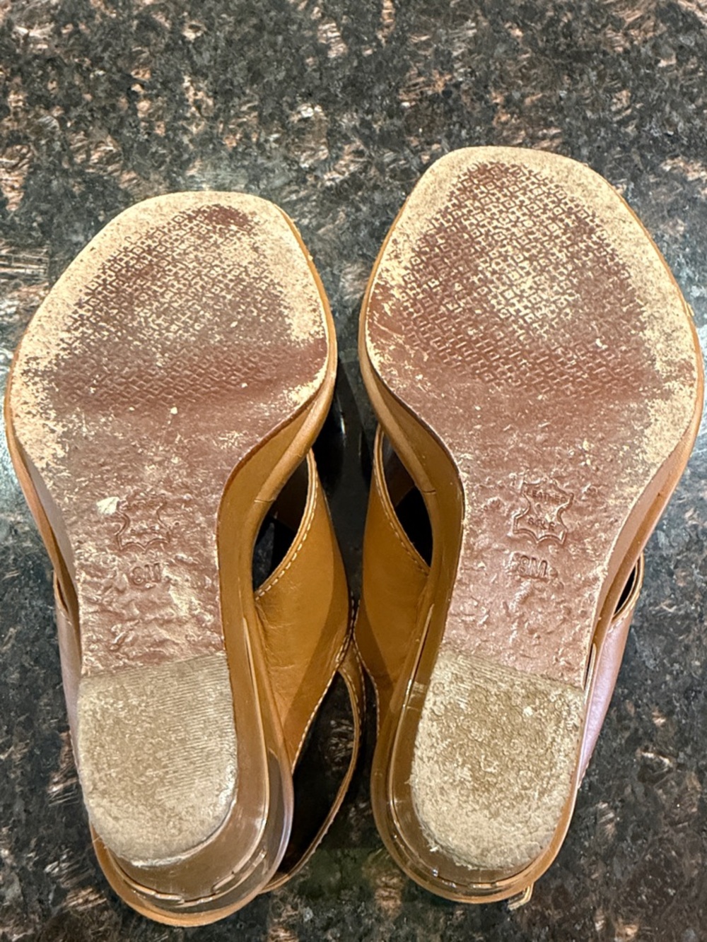 Tory Burch Cognac Leather Wedge Sandals Crisscross Slingback Size 8 - Picture 4 of 5